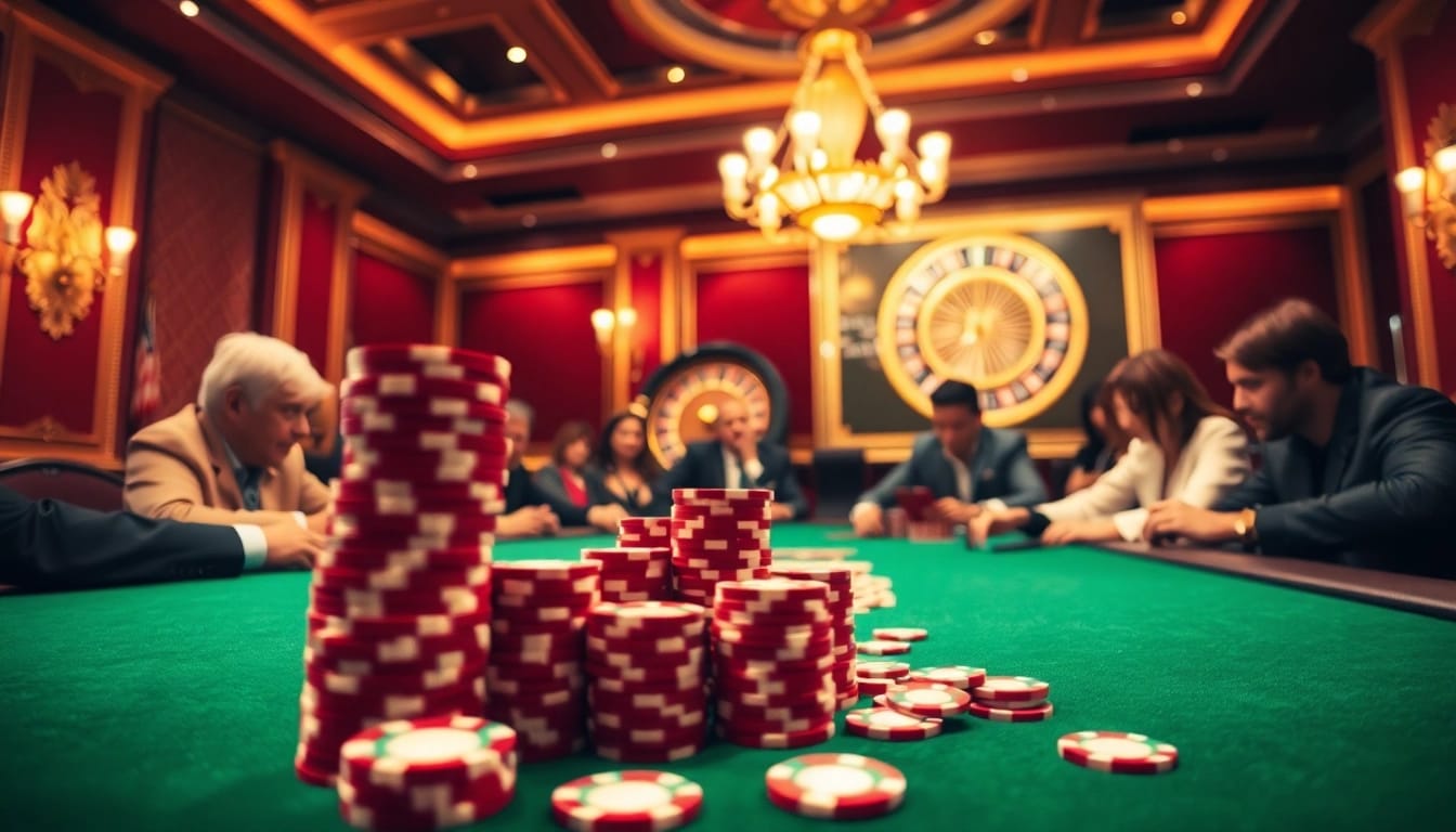 Experience the thrill of poker at https://oxbet7.com/ with vibrant chips and an elegant casino setting.