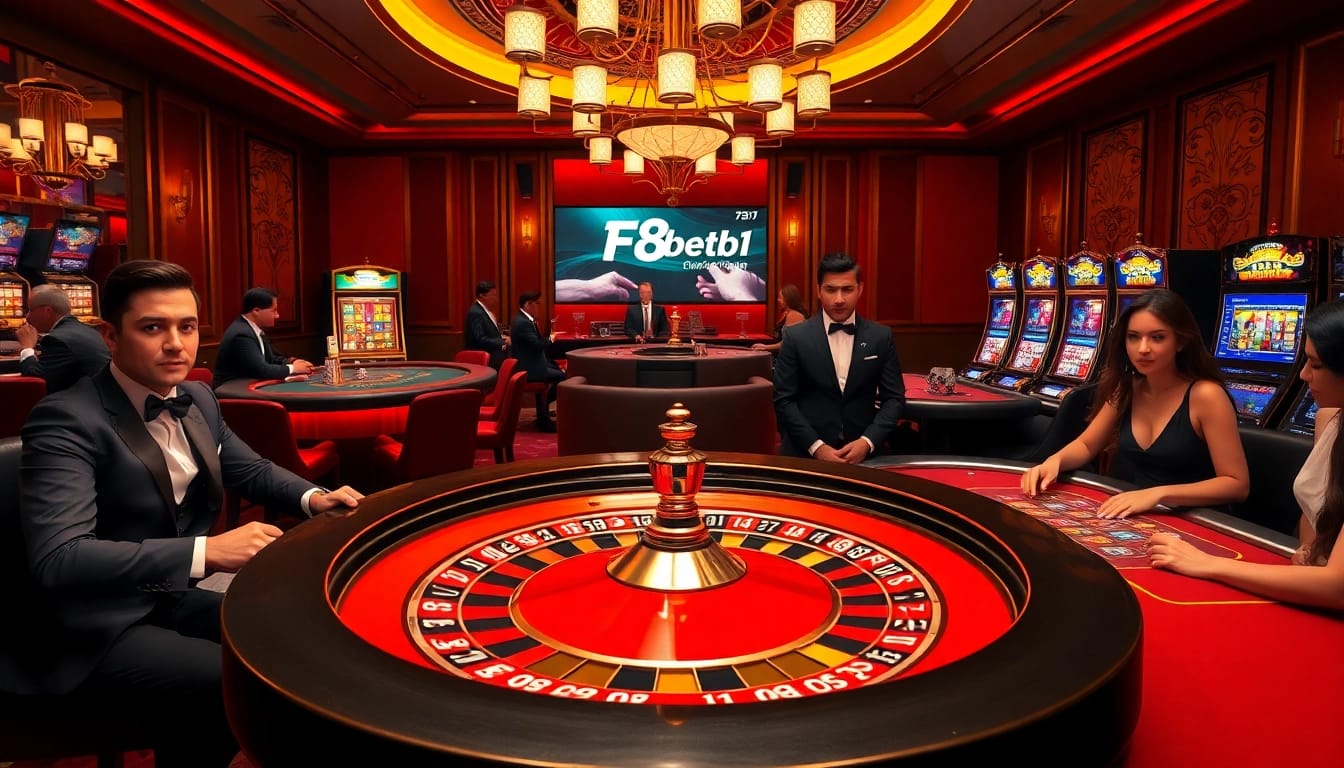 Experience thrilling gambling at https://f8betb1.com/ with vibrant casino tables and excited players.