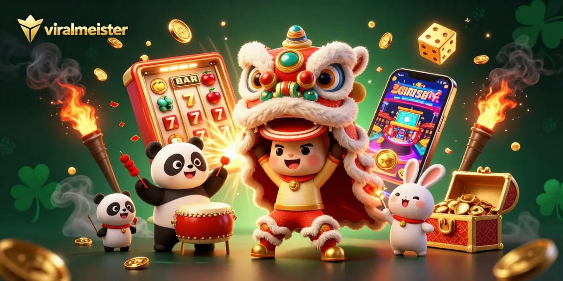 Experience the thrill of viralmeister with vibrant 3D casino elements and characters in action.