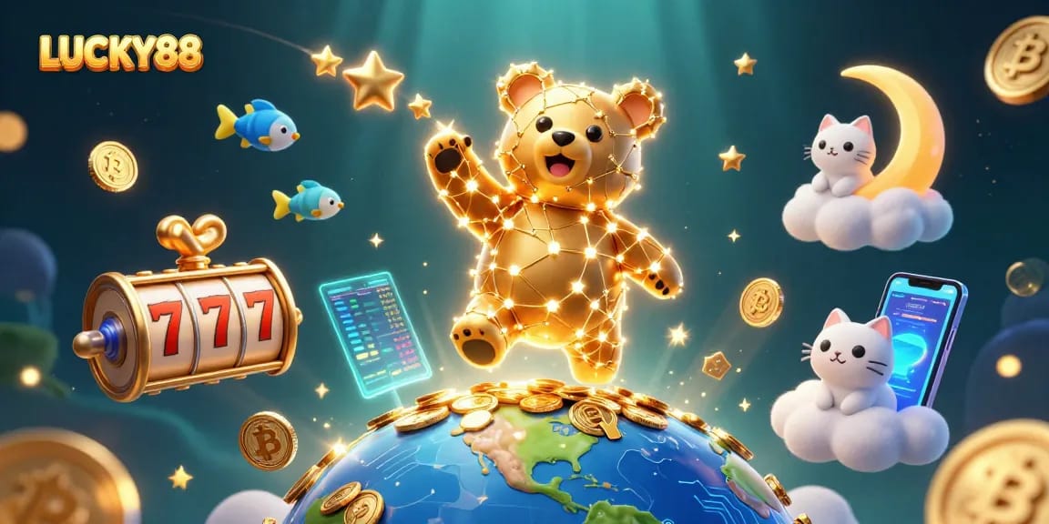 Experience LUCKY88 excitement with vibrant 3D casino elements and captivating lucky symbols.