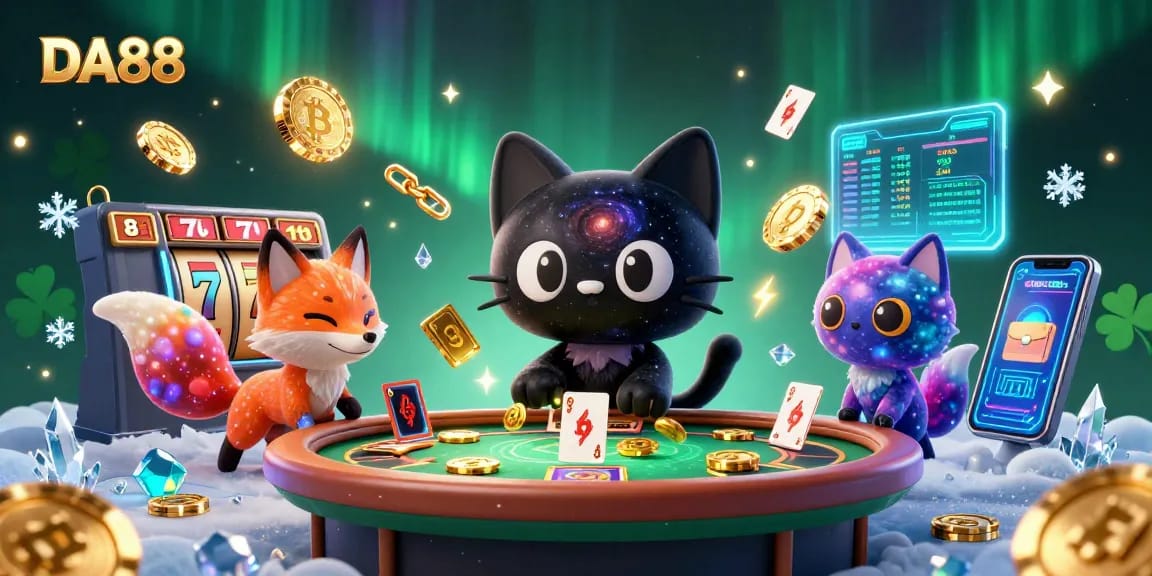 Spin the reels with DA88 at a cosmic casino filled with vibrant characters and rich, immersive visuals.
