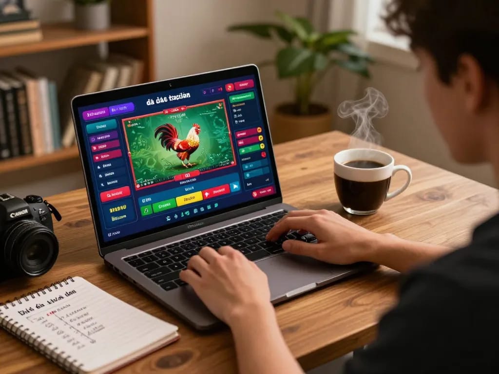 Experience đá gà trực tiếp live betting with interactive options in a cozy home setup.