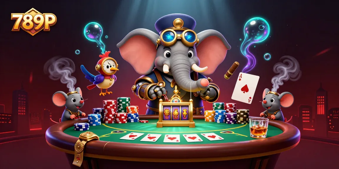 Engage with thrilling gameplay at 789P featuring a steampunk elephant operating a golden slot machine.