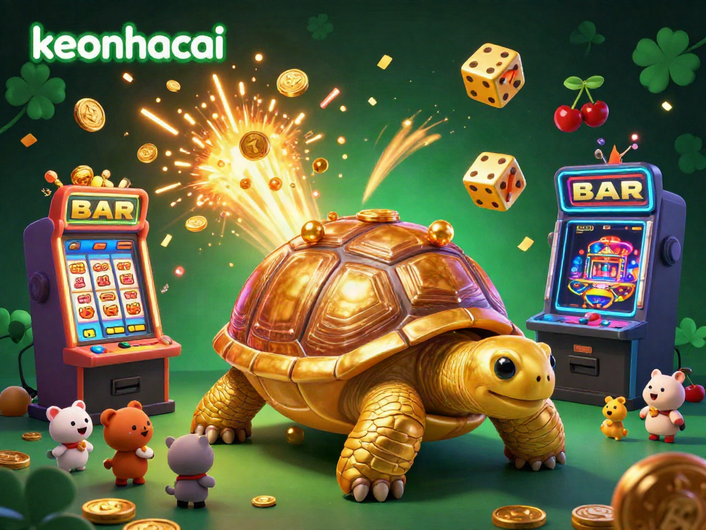 Experience exhilarating gameplay at keonhacai with cheering animals around a golden tortoise pinball machine and bursting jackpots.