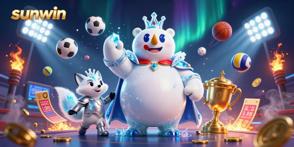Play to win jackpots at Sunwin with vibrant sports energy and cartoon characters.