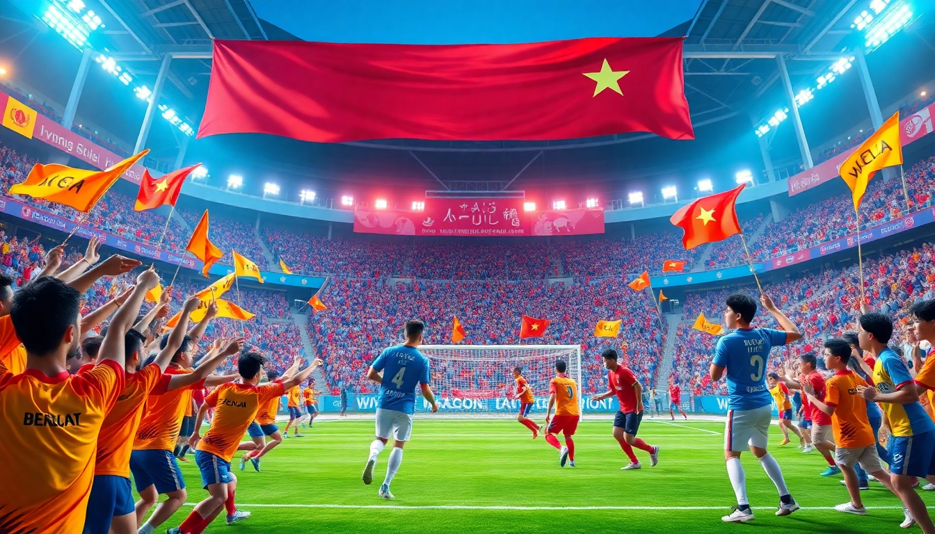 Dynamic view of Vô Địch Quốc Gia Thái Lan football fans cheering in a vibrant stadium.