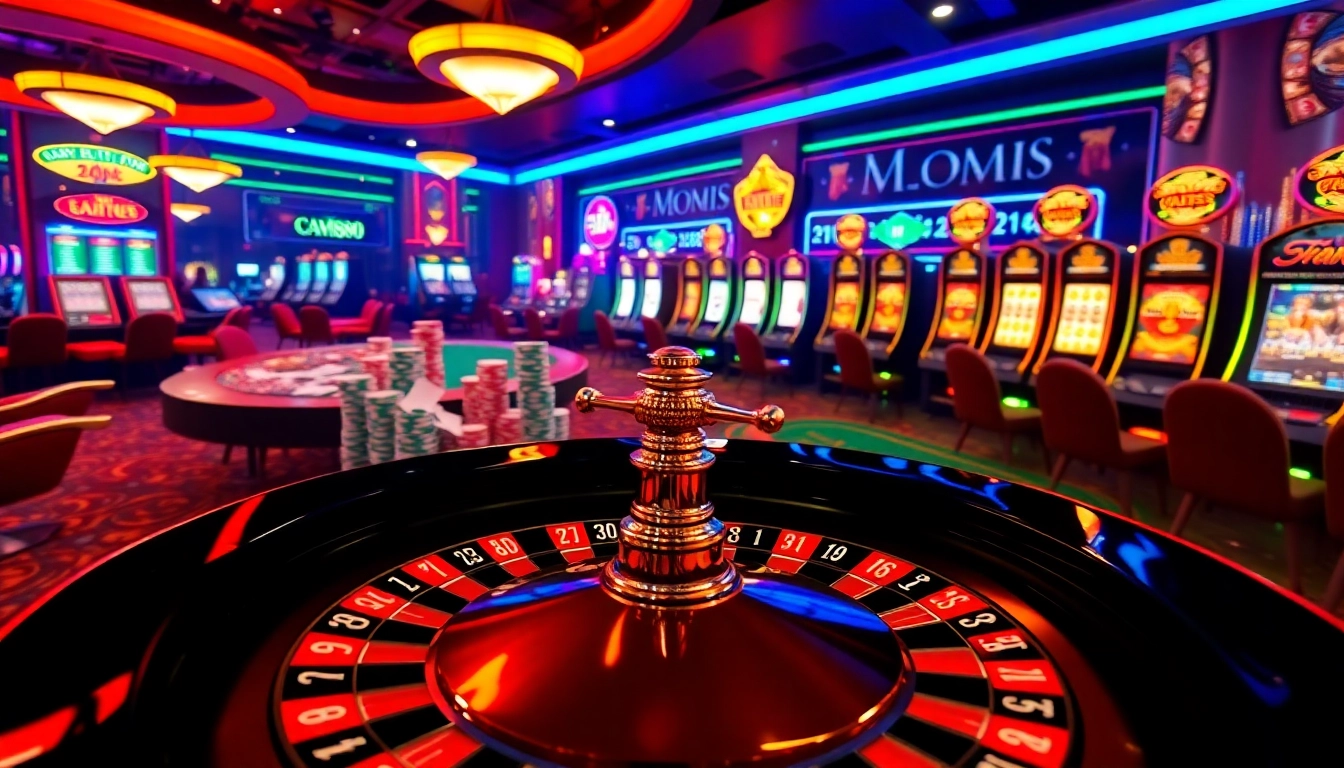 Experience the thrill of CM88 with vibrant casino visuals featuring roulette wheels and poker chips.