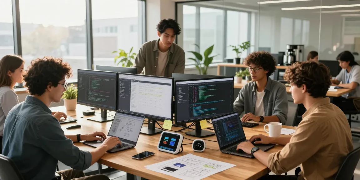 WPS Download software development team collaborating in a modern office.