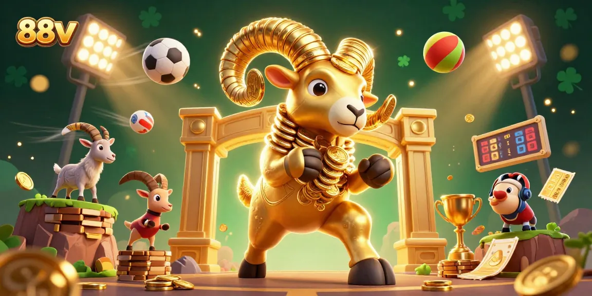 Experience thrilling action with 88vv as energetic golden ram charges under dynamic sports elements.