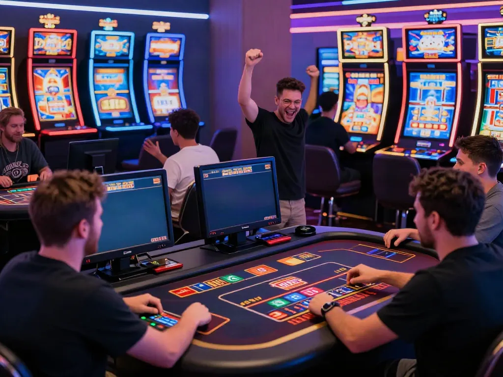 Engaged players enjoying dynamic gaming experience at https://man88pro.com/ casino, highlighting excitement and modern design.