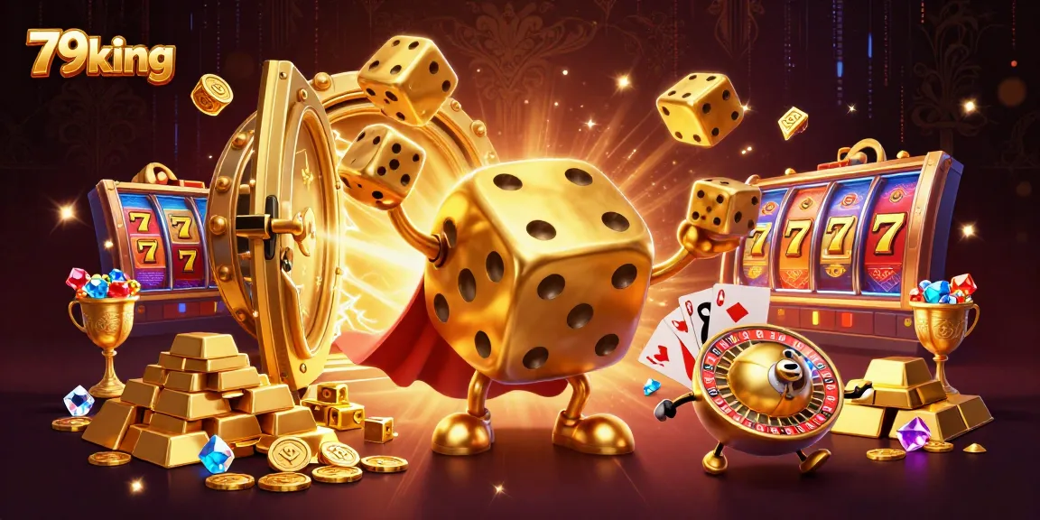 79king invites players to enjoy thrilling gaming adventures with dynamic illustrations of a golden dice golem