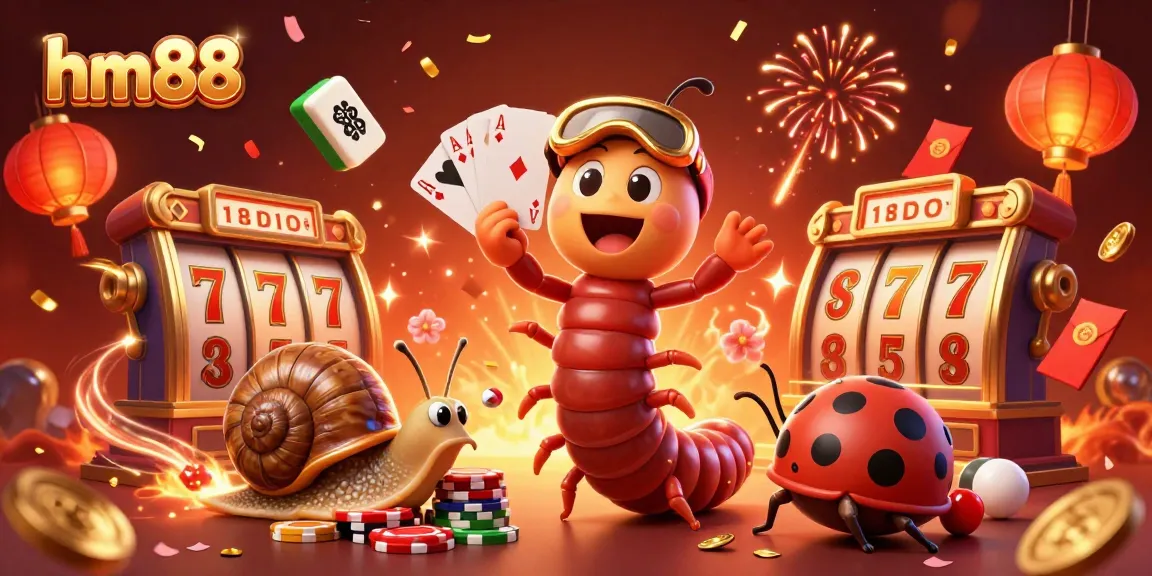 Engage with hm88's exciting gaming experience featuring a vibrant casino scene with animated characters and celebratory elements.