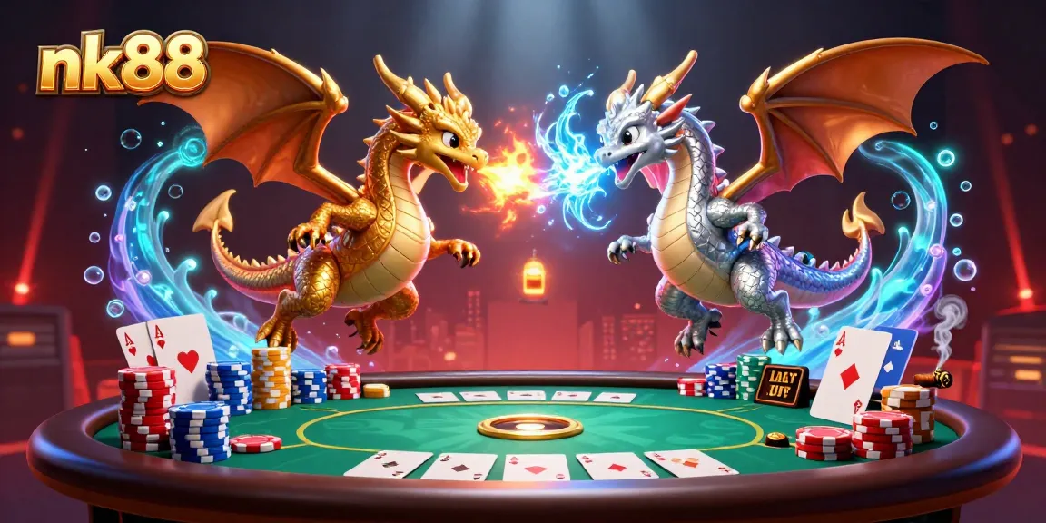 Experience high-stakes action at nk88 with dynamic dragons amidst poker elements.