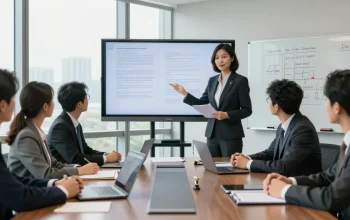 Legal team made a post discussing case strategy in a bright law office.