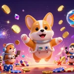 Tải Bắn Cá captures an underwater casino scene with an astronaut corgi and a mission-control hamster guiding the adventure.